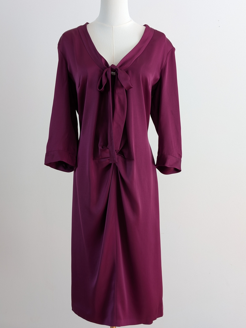 HUGO BOSS 100% Silk Long Sleeve Midi Dress - 12